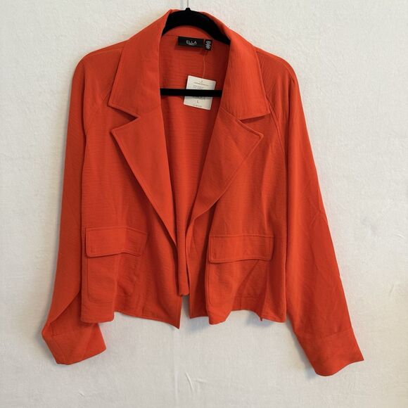 Ella Rafaella Windsor Orange Relaxed Open Front Blazer Cardigan NWT Large - Picture 1 of 8